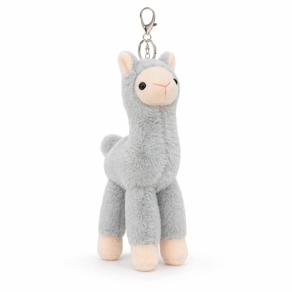 Kawaii Alpaca Plush Toy Keychain Gray