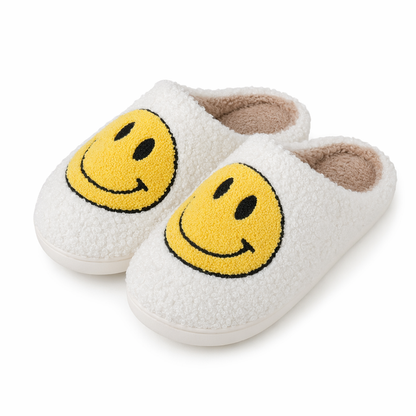Plush Winter Smiley Face Slippers 1