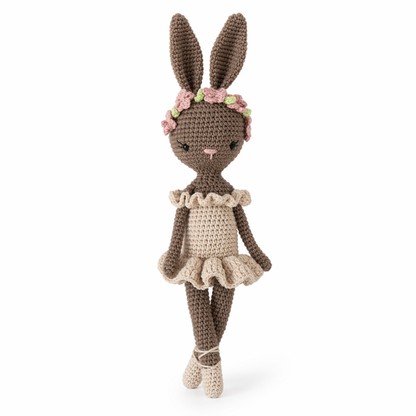 Handcrafted Crochet Rabbit Plush Keepsake Brown