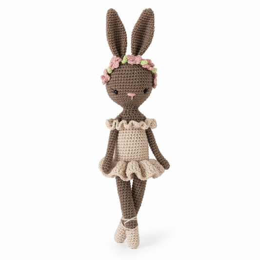 Handcrafted Crochet Rabbit Plush Keepsake Brown
