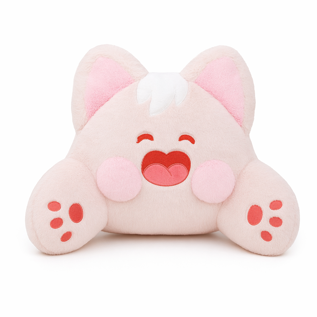 Cartoon Cat Plush: Adorable Decorative Home Pillow Pink