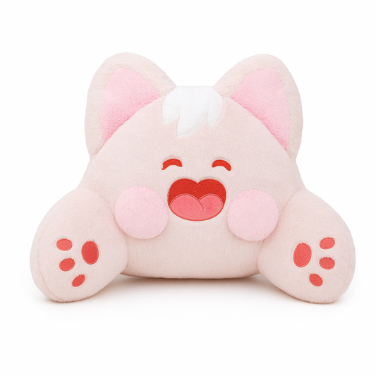 Cartoon Cat Plush: Adorable Decorative Home Pillow Pink