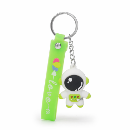 Creative Silicone Astronaut Couple Keychain Trans Green