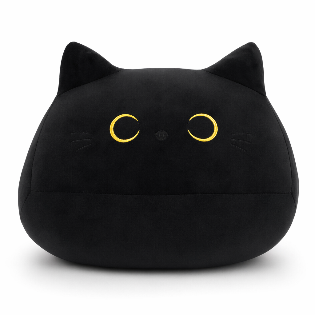 Adam - Soft Cat Plush Pillow Toy Black
