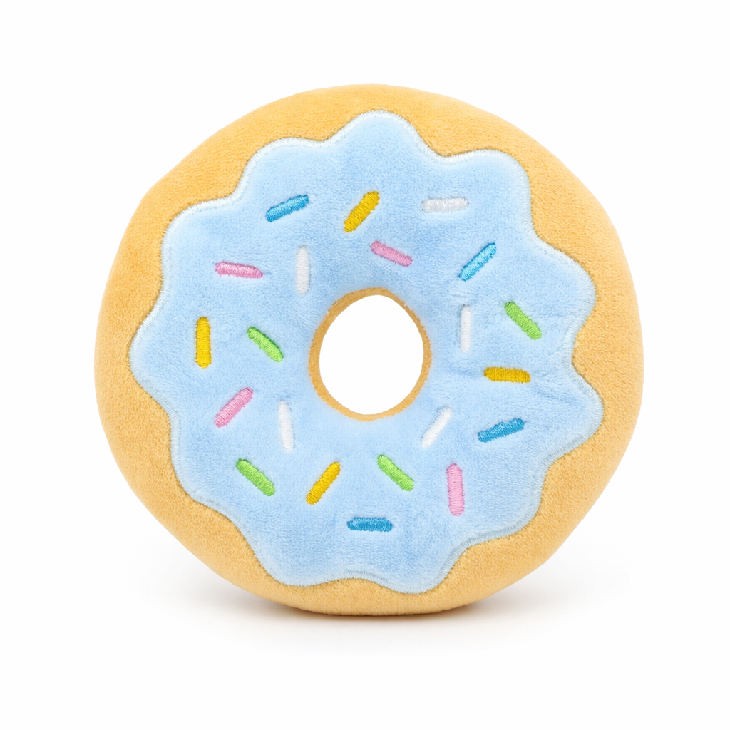 Bite-Resistant Donut Plush Dog Toy Blue