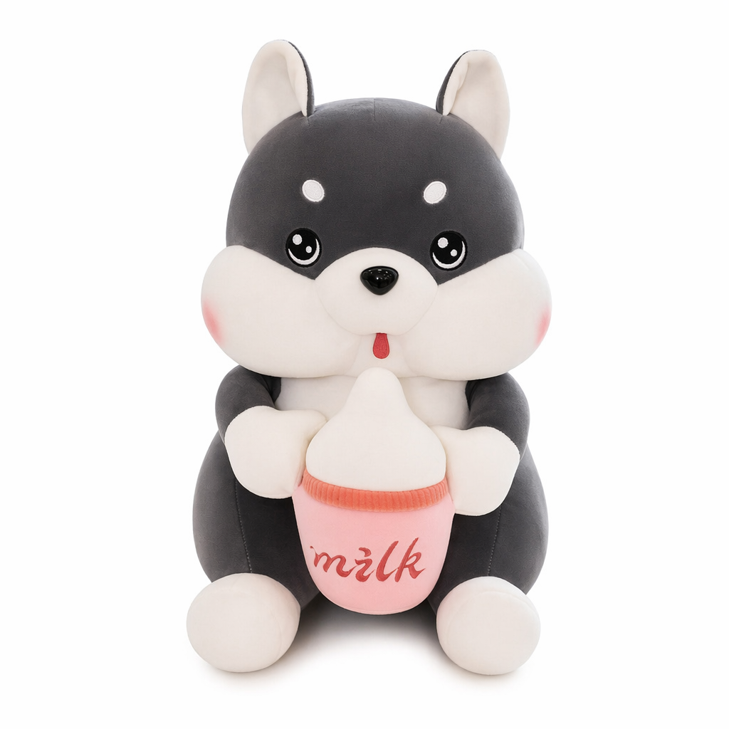 Cute Lifelike Husky Plush Toy Gray