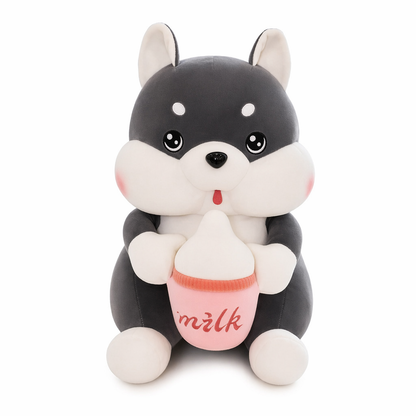 Cute Lifelike Husky Plush Toy Gray