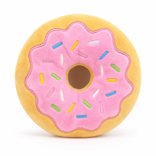 Bite-Resistant Donut Plush Dog Toy Pink