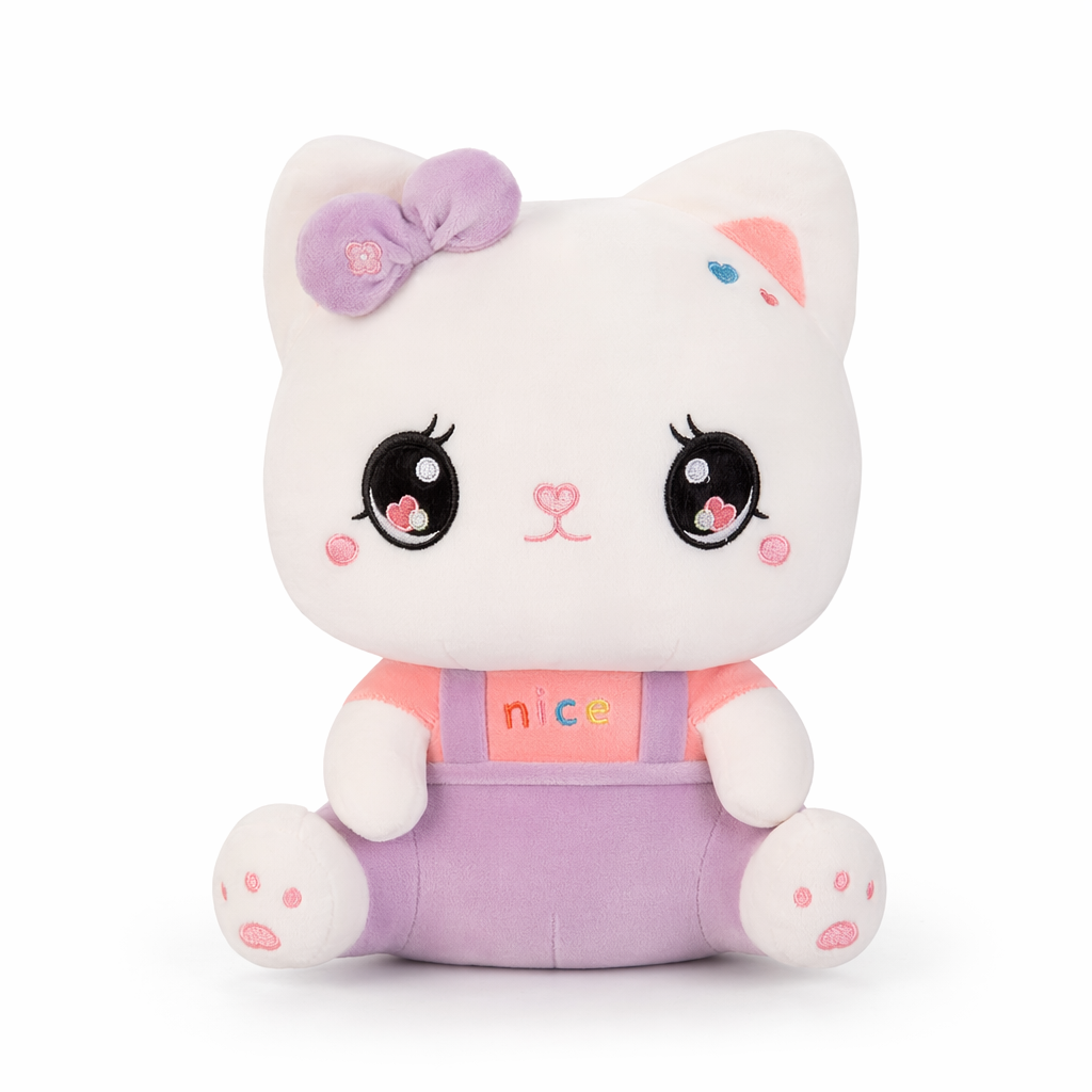 Cute Cartoon Cat Plush Pillow Purple