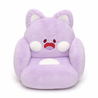 Cartoon Cat Plush: Adorable Decorative Home Pillow Purple