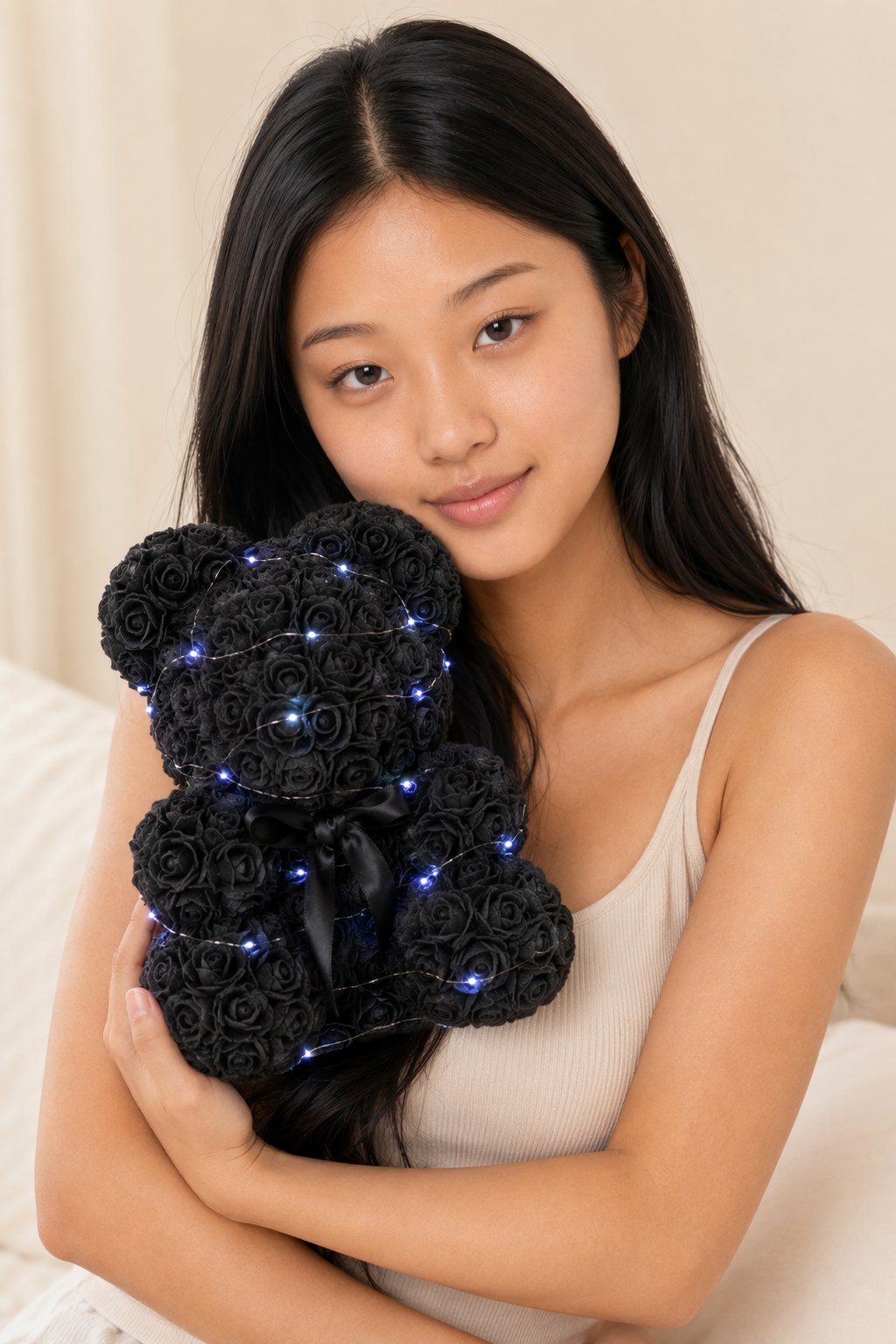 Romantic 40cm Soap Rose Teddy black