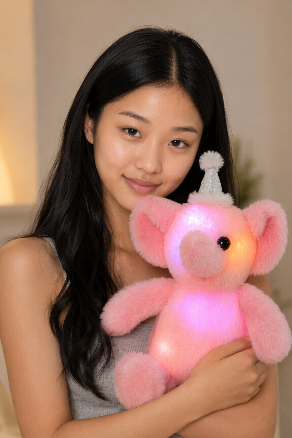 Luminous 30cm Elephant Plush Toy Pink