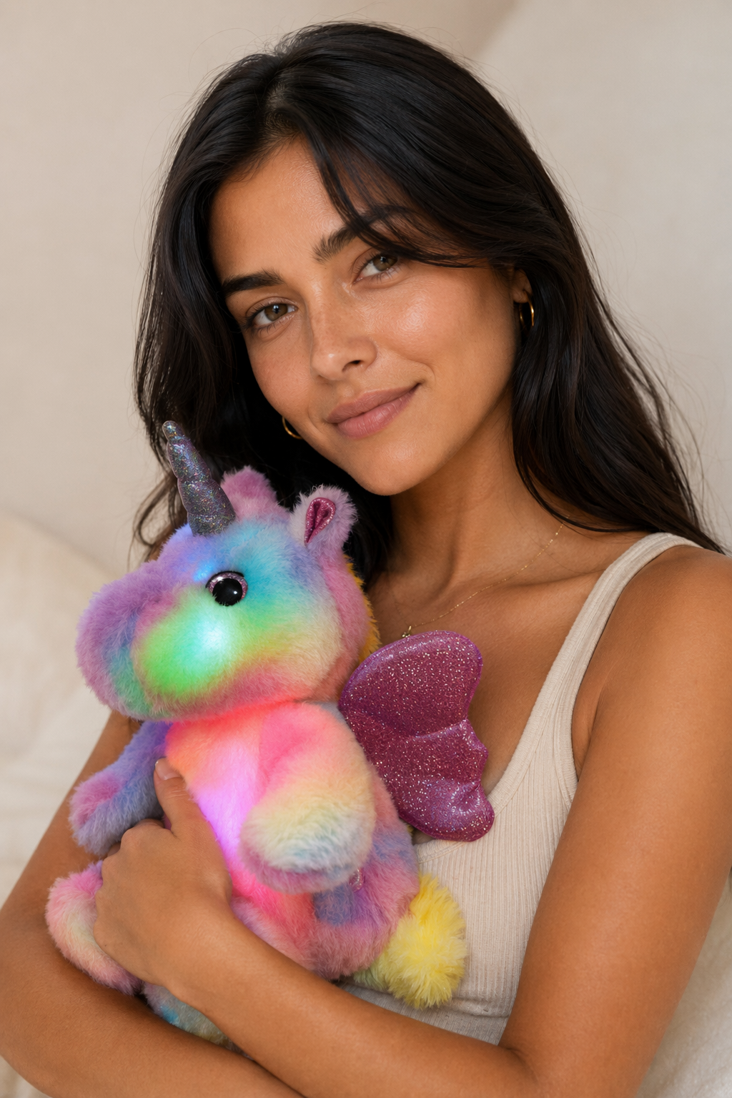 Valentine's Glowing Unicorn Plush Toy. Purple