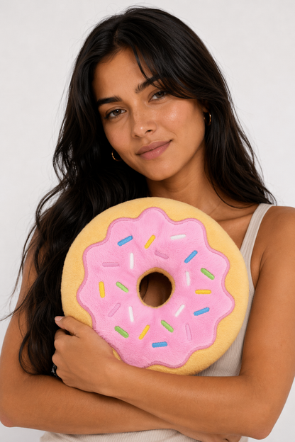 Bite-Resistant Donut Plush Dog Toy Pink
