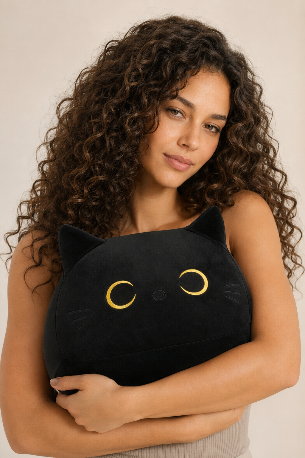 Adam - Soft Cat Plush Pillow Toy Black