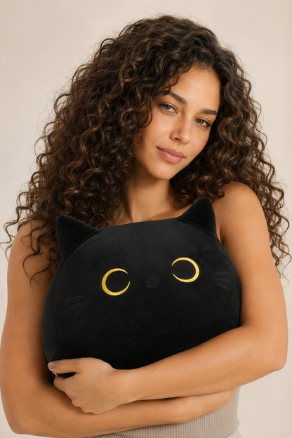 Adam - Soft Cat Plush Pillow Toy Black