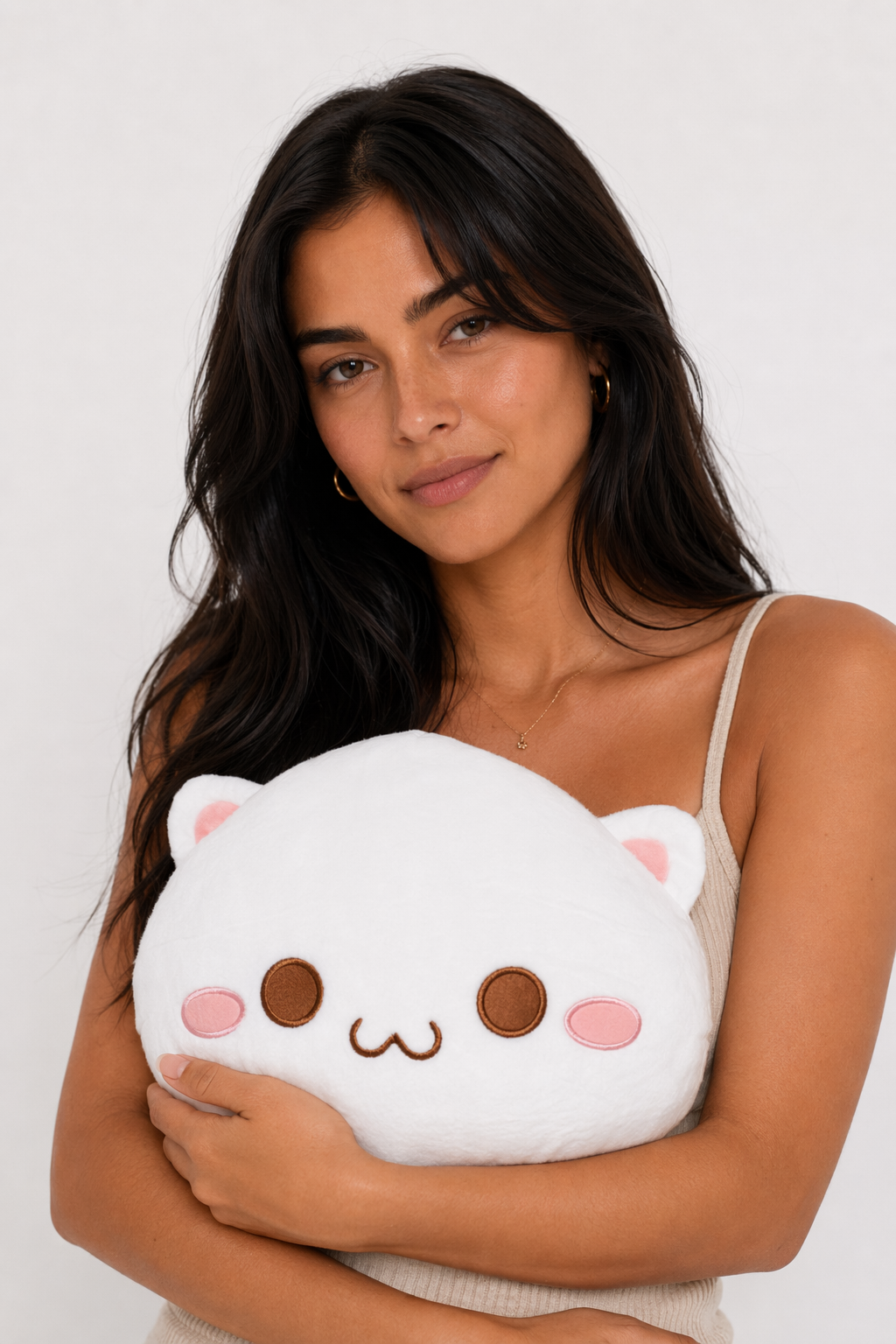Sleepy - Lying cat plush (White) 30cm