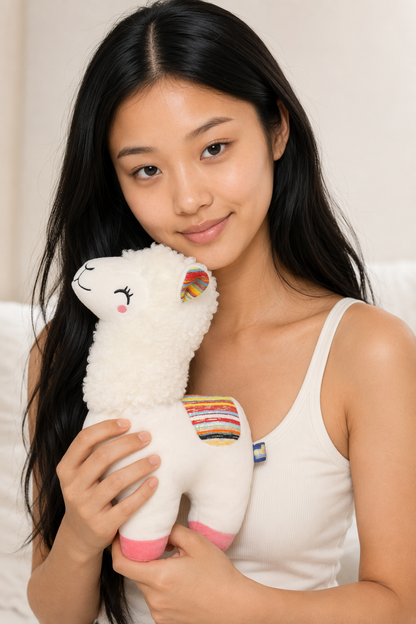 Smiling White Llama Plush Toys White