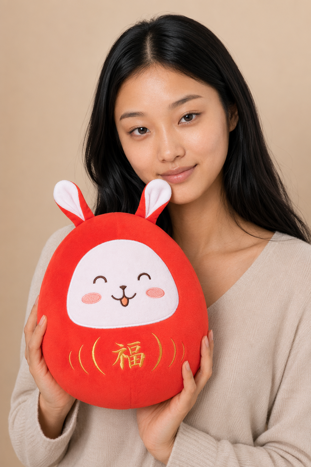 Cute Rabbit Plush Toy - Chinese New Year Edition Smile eyes