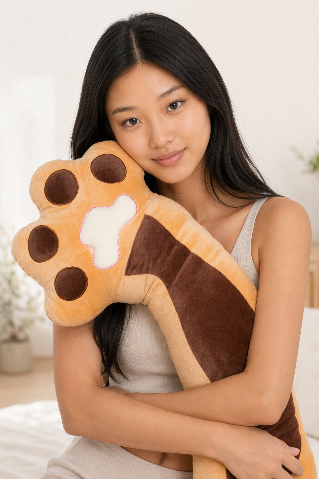 Pawy - Soft Kawaii Cat Paw Pillow (Brown) 70cm