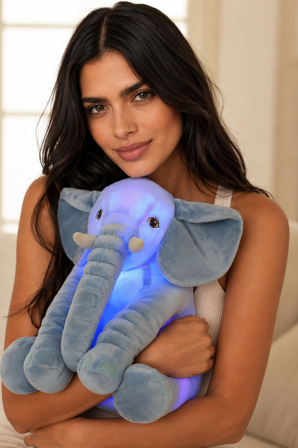 Colorful LED Elephant Stuffed Toy Gray