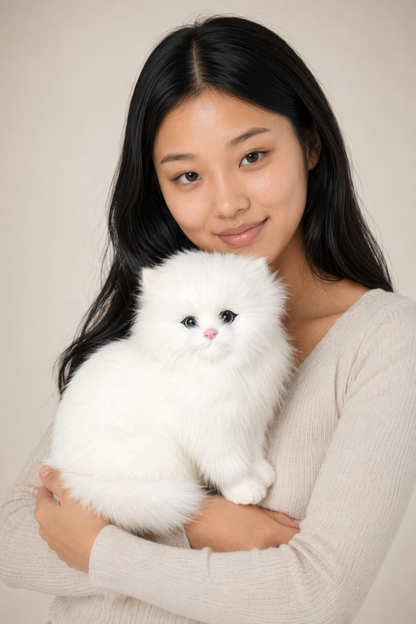 Realistic Plush Persian Cat Model White