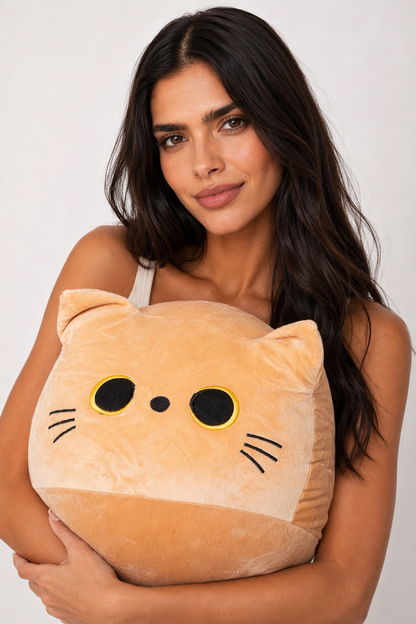 Brownie - Cute Cat Head Plush (Brown) 30cm