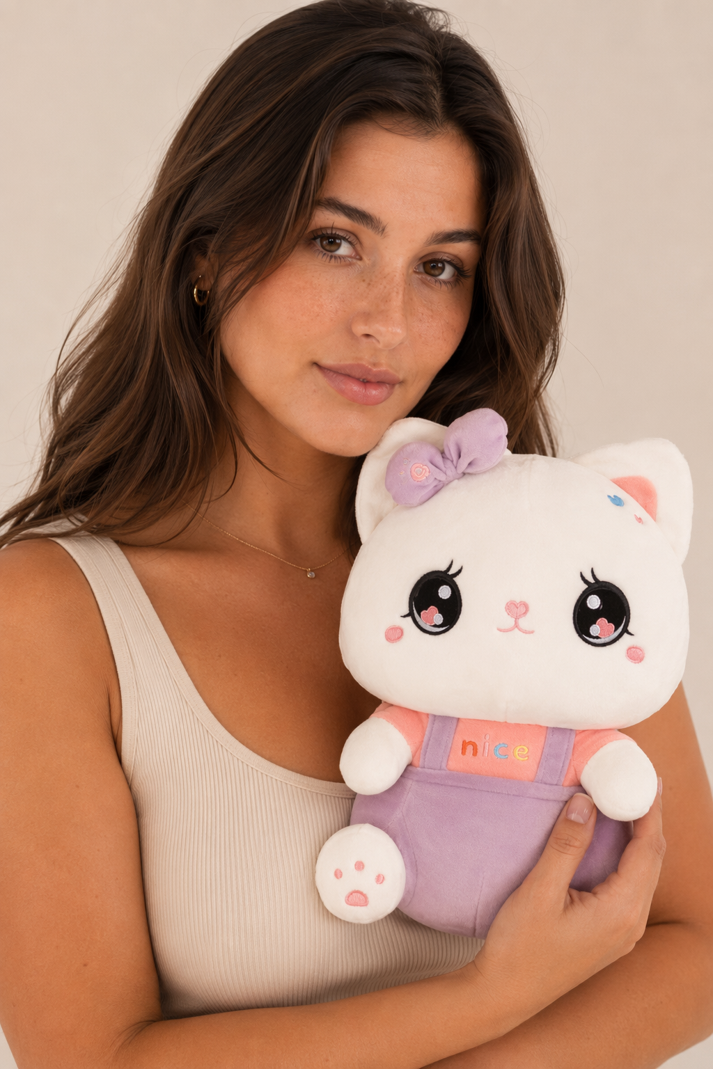 Cute Cartoon Cat Plush Pillow Purple