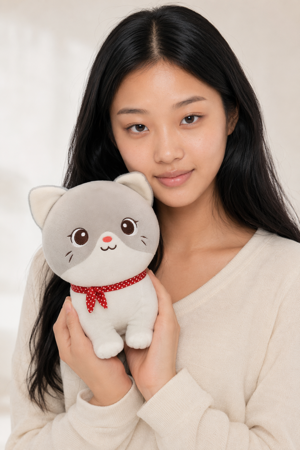 24cm Squishy Kawaii Cat Plush Toy Gray