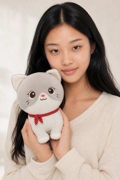 24cm Squishy Kawaii Cat Plush Toy Gray