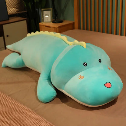 Anxiety-Relieving Plush Dinosaur Toy: turquoise, green dinosaur, kawaii cartoon style