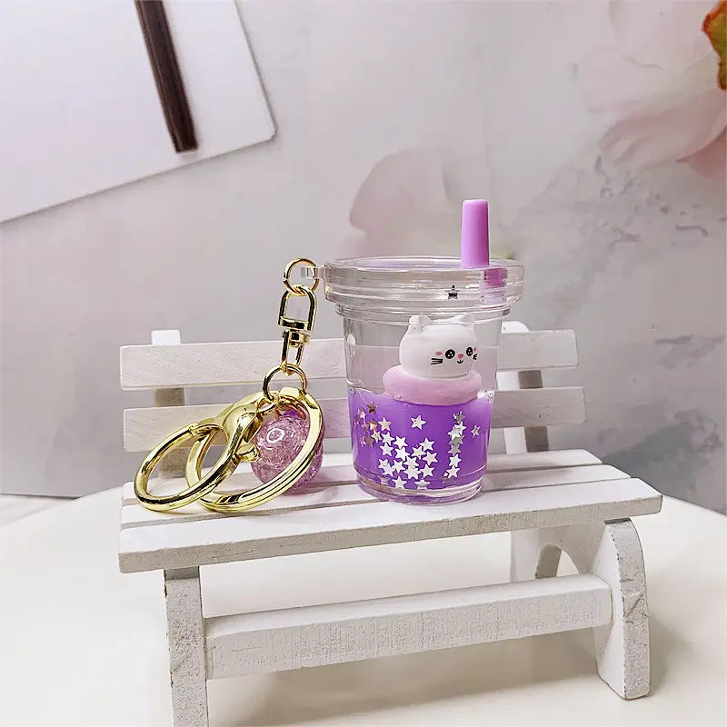 Charming Cartoon Boba Cup Keychain