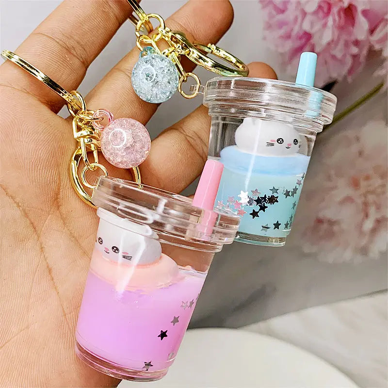 Charming Cartoon Boba Cup Keychain