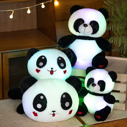 Glowing Kawaii Panda Plush Toy: black, white panda, kawaii cartoon style