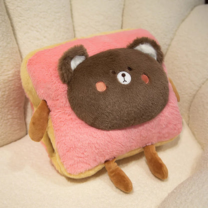 Plush Bread Sofa Cushion with Animal Head