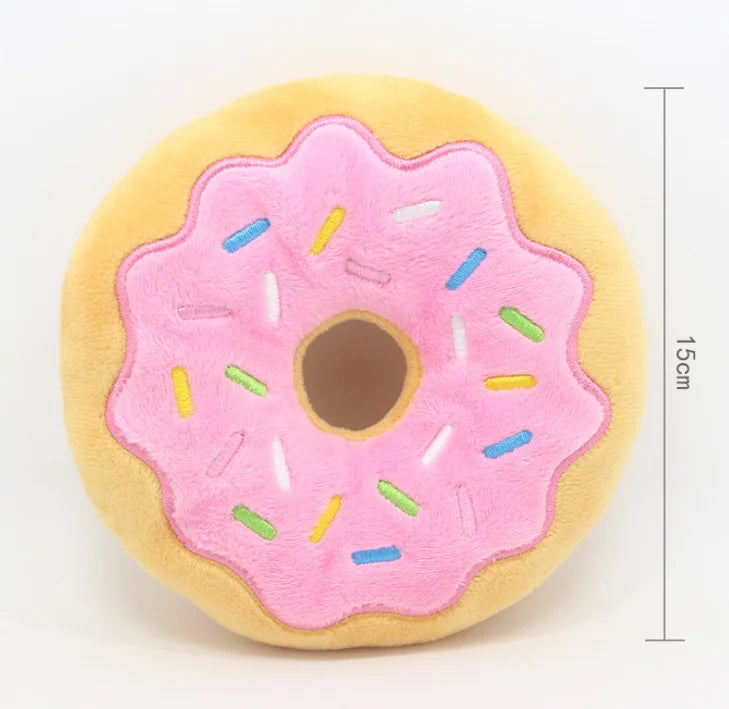 Bite-Resistant Donut Plush Dog Toy