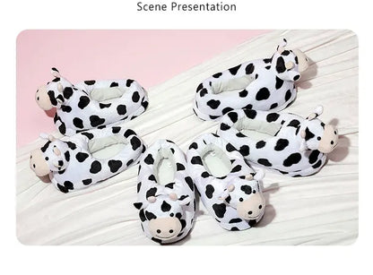 Penelope - Cozy Milk Cow Fluffy Slippers