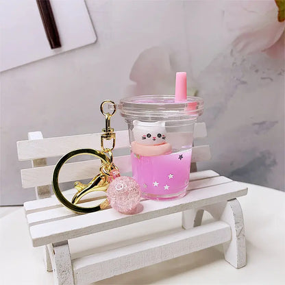 Charming Cartoon Boba Cup Keychain