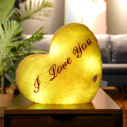 Glowing Heart-Shape Luminous Pillow: Valentine's Gift
