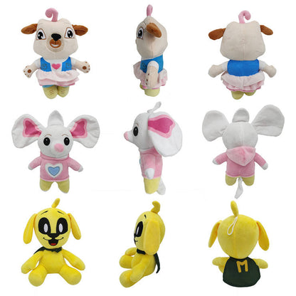 Adorable Pug Dog Mouse Toys: white, pink sheep, elephant, and dog, kawaii cartoon style