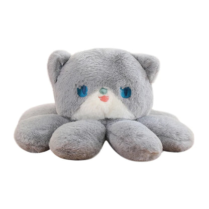 35cm Jellyfish Cat Plush: pale cream, turquoise cat, kawaii cartoon style