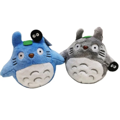 Totoro Plush: blue, gray cartoon cat-like forest creature characters, kawaii cartoon style