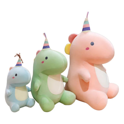 Candy Dinosaur Plush: pink, green cartoon dinosaur, kawaii cartoon style