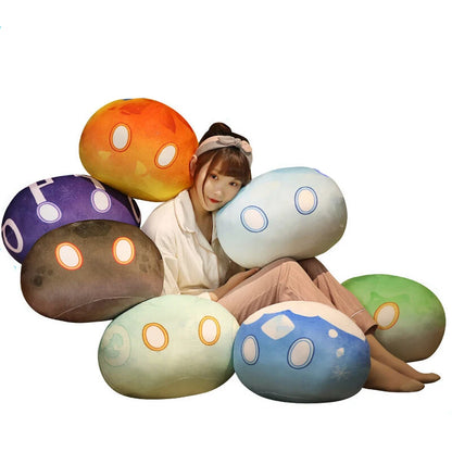 Soft Genshin Plush Pillow: orange, purple plush cushions, cartoon style