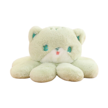 35cm Jellyfish Cat Plush: pale cream, turquoise cat, kawaii cartoon style